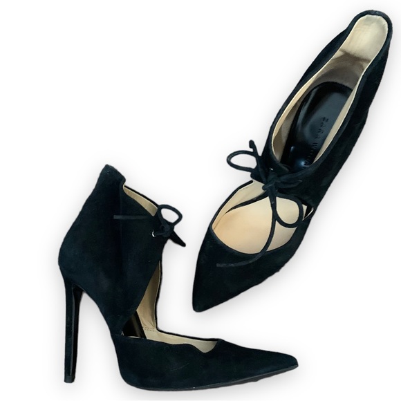 ZARA Woman Black sued Ankle Bootie/ Pumps - Picture 5 of 7